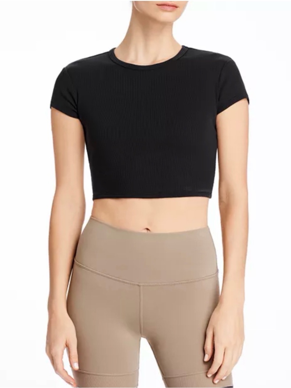 All Black Ribbed Crop Top - Women